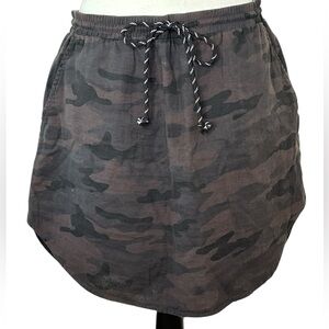Dylan Gray Brown Camouflage Skirt Tie Front, Medium